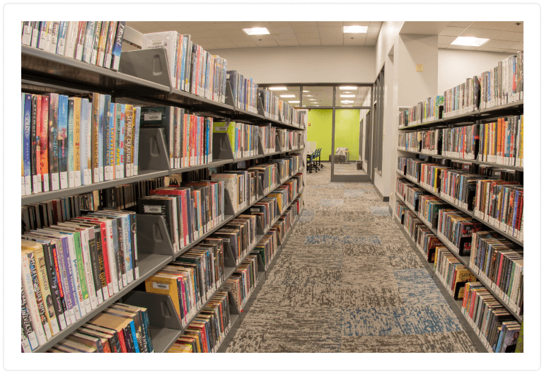 Bookshelves in Anderson Public Library