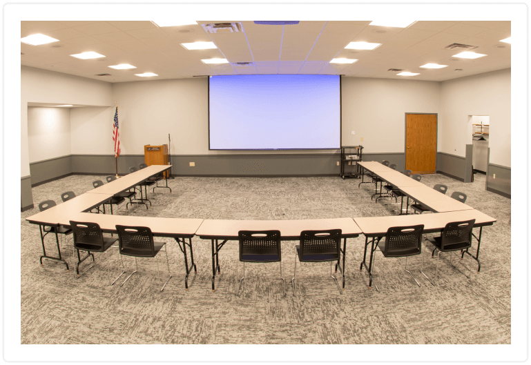 Meeting room with a large projector