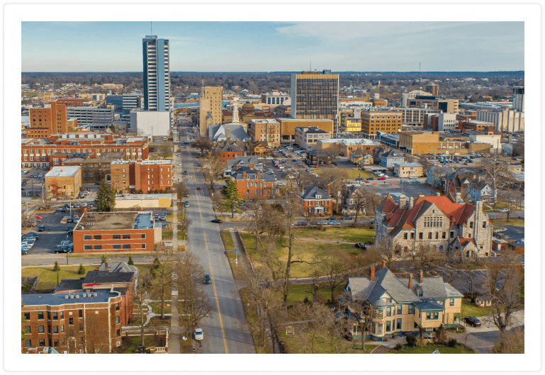 ariel view of street in Indiana