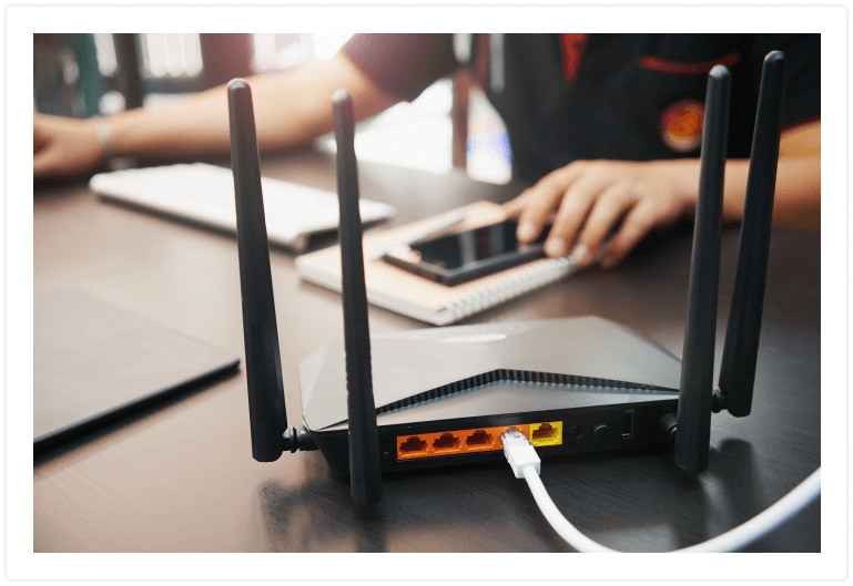 IT man with a black modem